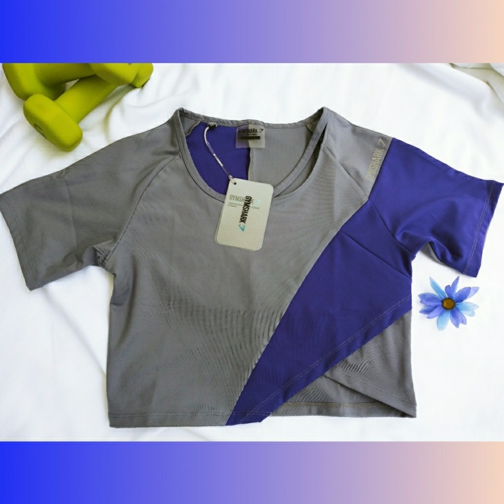 Gymshark Asymmetric Crop Top Steel Blue/Indigo